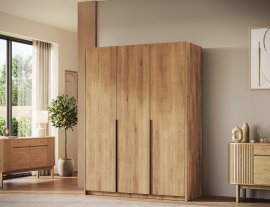 Kleiderschrank Bregma III 150 cm – Artisan-Eiche/schwarze Griffe