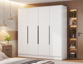 Kleiderschrank Palladio 200 cm – Weiß/schwarze Griffe