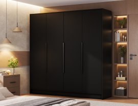Kleiderschrank Palladio 200 cm – Schwarz/schwarze Griffe