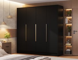 Kleiderschrank Palladio 200 cm – Schwarz/goldene Griffe