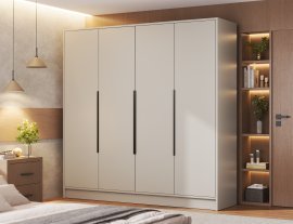 Kleiderschrank Palladio 200 cm – Kaschmir/schwarze Griffe