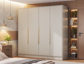 Kleiderschrank Palladio 200 cm – Kaschmir/goldfarbene Griffe