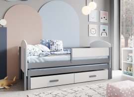 Kinderbett Olen mit Zusatzbett – 90x200 cm – Weiß/Grau