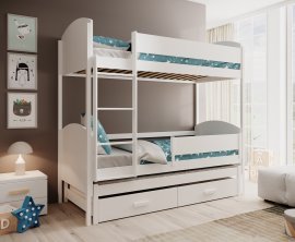 Etagenbett Leia mit Zusatzbett – 90x200 cm – Weiß