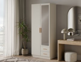 Kleiderschrank Arvio 80 cm – Kaschmir/goldene Griffe