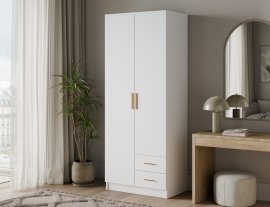 Kleiderschrank Novaro 80 cm – Weiß/goldene Griffe