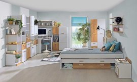 Jugendzimmer Lorento - weiß/Eiche - 2er Set