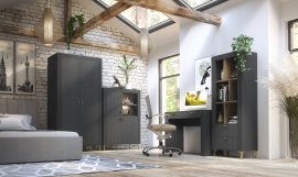 Schlafzimmer Mossa - Eichenwhiskey/schwarz - 1 Set