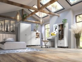Schlafzimmer Mossa - Whisky Eiche/Weiß Matt - 1 Set