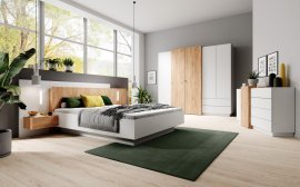 Schlafzimmer 3D - Weiß + Goldene Eiche