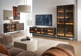 Wohnzimmer Lumi - Eiche Duna/Schwarz