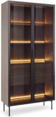 Hohe Vitrine Lumi A - Eiche Duna/Schwarz