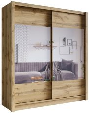 Kleiderschrank mit Schiebetüren mit Spiegel Roma VI - Eiche Votan