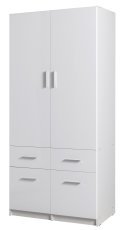 Kleiderschrank mit zwei Türen und Schubladen Snow 03 B - weiß