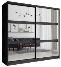 Kleiderschrank mit Schiebetüren mit Spiegel Togo 12 - Portland-Esche schwarz