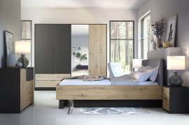 Schlafzimmer Upsala - Schwarz Graphit/Eichenholz Artisan