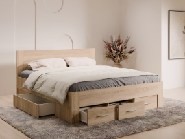 Bett mit Schubladen Mons – 180x200 cm – Eiche Sonoma