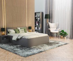 Bett mit Stauraum Panama Plus - 140x200 cm - grau