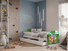 Kinderbett Lucky 90x180 cm - weiß - Druck 34L