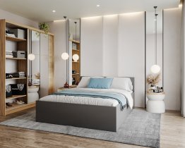 AJK Meble - Kleiderschrank Denver mit Schwebetüren und Spiegel – 200 cm