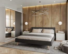 AJK Meble - Kleiderschrank Denver mit Schwebetüren und Spiegel – 200 cm