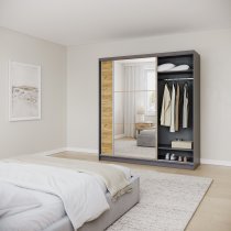 AJK Meble - Kleiderschrank Denver mit Schwebetüren und Spiegel – 200 cm