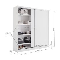 AJK Meble - Kleiderschrank Denver mit Schwebetüren und Spiegel – 200 cm