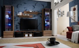 Multimedia TV Regal Galino E 180 cm - LED - LED - Pflaume matt/Pflaume matt + Schwarz glänzend