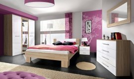 Schlafzimmer Vicky II - weiß, Eiche 180x200