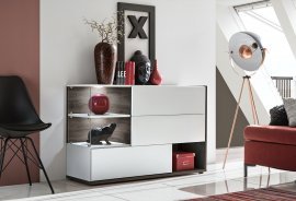 Kommode Silk 240 cm LED - Weiß/Perla Ulme