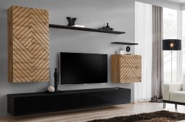 Regal für das Wohnzimmer Switch II - Eiche Wotan/schwarz