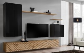 Regal für das Wohnzimmer Switch II - schwarz/Wotan Eiche