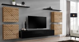 Regal für das Wohnzimmer Switch IV - Eiche Wotan/schwarz