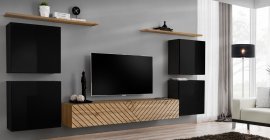 Regal für das Wohnzimmer Switch IV - schwarz/Wotan-Eiche