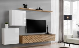 Regal für das Wohnzimmer Switch V - Eiche Wotan/weiß