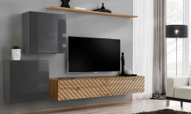 Regal für das Wohnzimmer Switch V - Graphit/Wotan Eiche