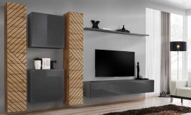 Regal für das Wohnzimmer Switch VI - Eiche Wotan/Graphit