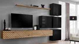 Regal für das Wohnzimmer Switch IX- Eiche Wotan/schwarz