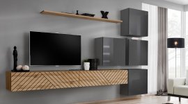 Regal für das Wohnzimmer Switch IX - Eiche Wotan/Grafit