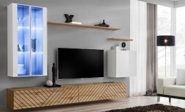 Regal für das Wohnzimmer Switch XII - Weiß/Eiche Wotan