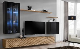Regal für das Wohnzimmer Switch XII - schwarz/Eiche Wotan