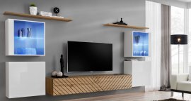 Regal für das Wohnzimmer Switch XIV - Weiß/Eiche Wotan