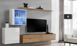Regal für das Wohnzimmer Switch XV - weiß/Eiche Wotan