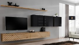 Regal für das Wohnzimmer Switch XVII - Eiche Wotan/schwarz