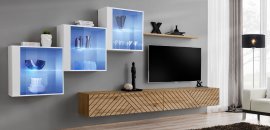 Regal für das Wohnzimmer Switch XX - Eiche Wotan/Weiß
