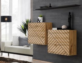Set für das Wohnzimmer Switch I - Eiche Wotan/schwarz