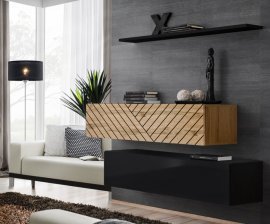Set für das Wohnzimmer Switch II - Eiche Wotan/Schwarz