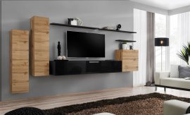 Regal für das Wohnzimmer Switch I 330 cm - Wotan/schwarz