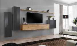 Regal für das Wohnzimmer Switch I 330 cm - Graphit/Wotan