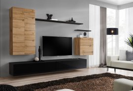 Regal für Wohnzimmer Switch II 270 cm - Wotan/Schwarz